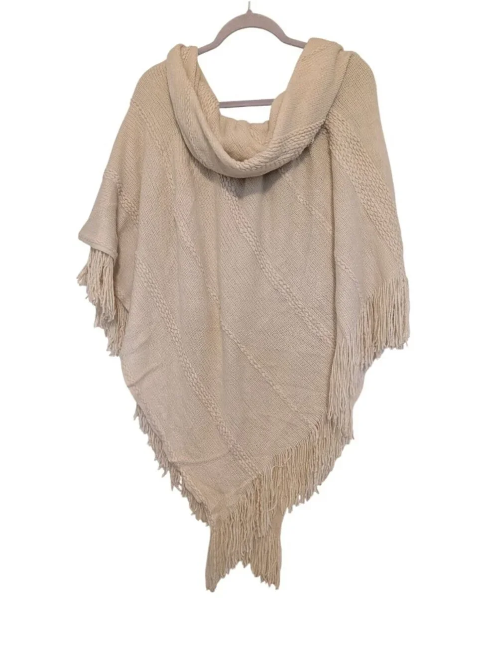 New Charter Club Womens Ivory Raschel-Knit Poncho Wrap With Toggle Closure & Fri